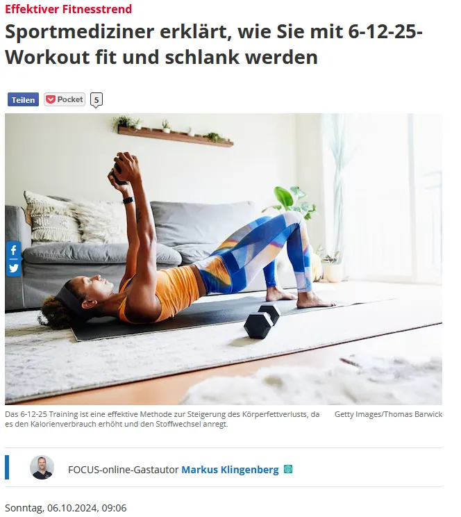 Sportmediziner erklärt, wie Sie mit 6-12-25- Workout fit und schlank werden