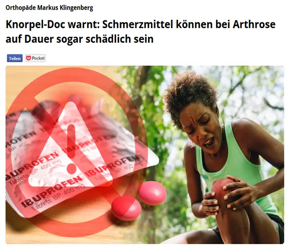 Knorpel-Doc warnt: Schmerzmittel können bei Arthrose auf Dauer sogar schädlich sein